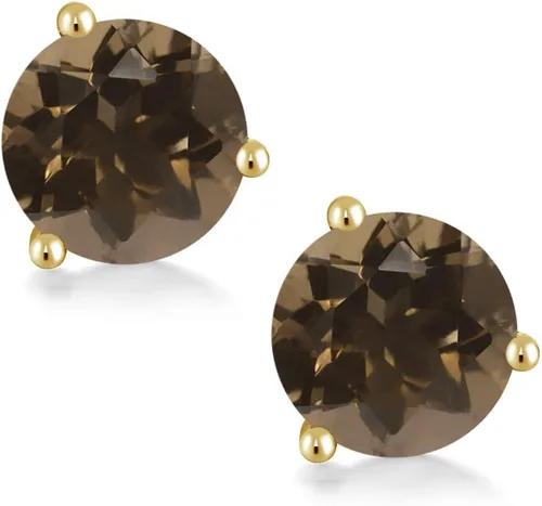 Miniatura 128 de Gem Stone King Aretes de oro de 14 quilates, 0.236 in, piedra natal redonda, Martini, 3 puntas, aretes de oro para mujer