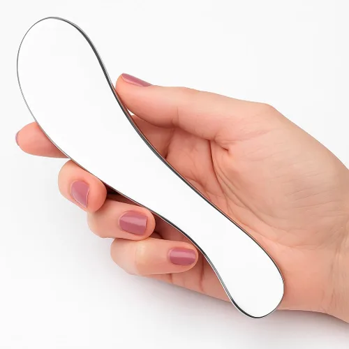Miniatura 7 de HEALTHANDWEALTH™ Herramienta Gua Sha de acero inoxidable de alta calidad – Gua Sha de metal para cara, cuello y cuerpo – Reduce la hinchazón