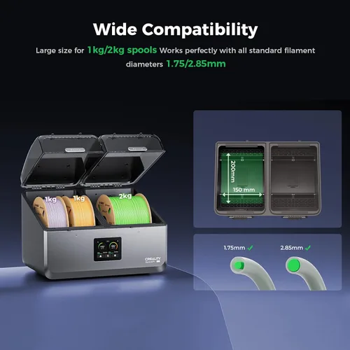 Miniatura 6 de Creality Space Pi X4 Secador de Filamento, Caja Secador de Filamento de 4 Carretes con Cámaras de Calentamiento Independientes Duales, Deshidratador