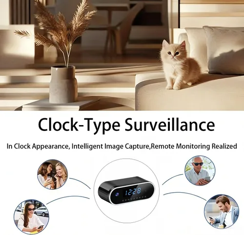 Miniatura 5 de Reloj inalámbrico con cámara oculta, cámara de niñera HD de 1080P con visión nocturna automática para monitoreo del hogar, detección de movimiento
