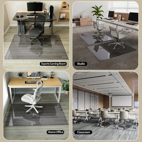 Miniatura 8 de Koonmi Tapete para silla de vidrio templado para suelos de madera dura y alfombras, 30" x 48" gris, protector de piso de oficina de servicio pesado