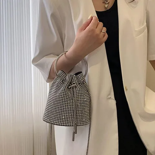 Miniatura 5 de DJBM Bolso de mano con diamantes de imitación para mujer, bolso de mano de noche para mujer, fiesta, graduación, cóctel, boda
