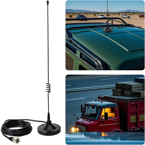 Miniatura 5 de HYS Base magnética móvil Amateur Antena de doble banda VHF 144/UHF 430MHz Whip W/13 pies RG58 Cable coaxial UHF-macho/PL259 para radios de jamón