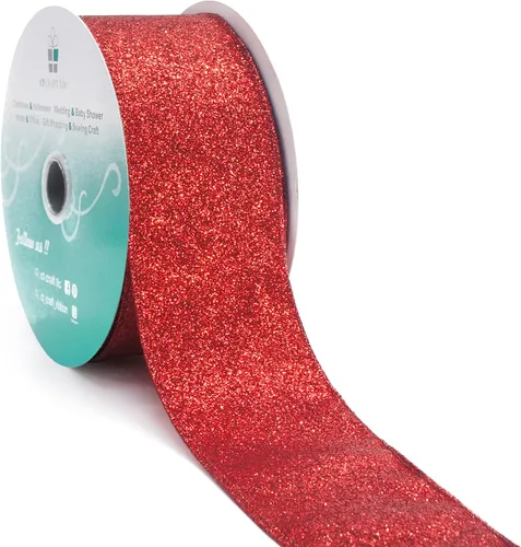 Miniatura 28 de Cinta de alambre con purpurina de 1,5" x 10 yardas dorada (oro champán) para decoración navideña del hogar, arcos, envoltorios de regalos