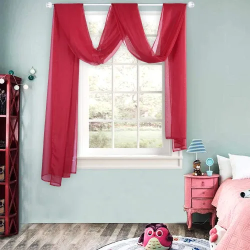 Miniatura 24 de HUTO Cenefas de cortina de gasa transparente beige para habitación de niñas, bufandas de gasa suave para bodas, fiestas, toldo, cama, 216 extra