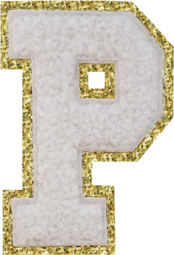 Miniatura 120 de Parches de letras termo-adhesivas de felpilla para chaquetas, parches de letras universitarias con brillantina para planchar en la letra azul A