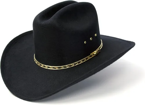 Western Express Sombrero de vaquero con acabado de fieltro - Estilo ganadero con banda de sombrero dorado | Sombreros de vaquero y vaquera para
