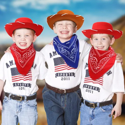 Miniatura 7 de 24 Piezas Sombreros de Vaquero y Bandanas para Niños Accesorios de Sombrero de Disfraz de Vaquero del Oeste para Niños Pequeños Suministros