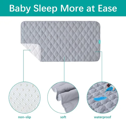 Miniatura 2 de Paquete de 2 protectores de colchón impermeables para cuna, 2 unidades, 28 x 52 pulgadas, antideslizantes y absorbentes, impermeables