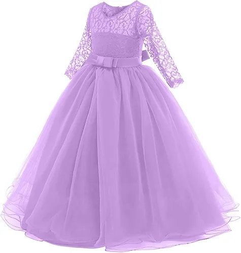 Miniatura 5 de Vestidos de punto de manga larga para niña pequeña, vestidos de princesa tutú de malla de encaje