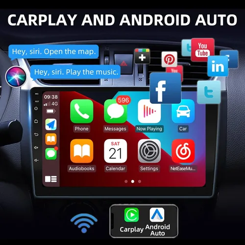 Miniatura 2 de Estéreo de coche doble DIN de 10 pulgadas, pantalla Apple CarPlay, 2G+32G, pantalla Bluetooth Android Auto con cámara de respaldo, pantalla táctil