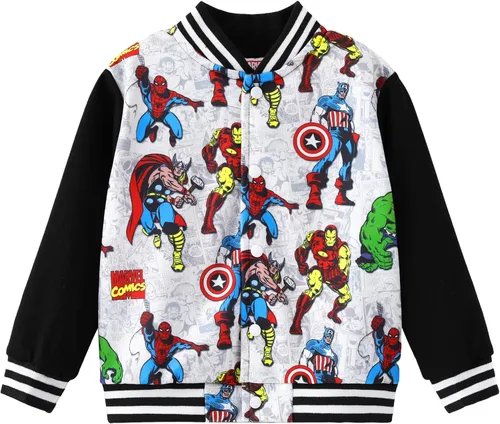 Miniatura 15 de Chaqueta bomber de Disney Marvel Spider Man Toy Story Cars McQueen, abrigo universitario de cárdigan, ligera, con botones de presión, sudaderas