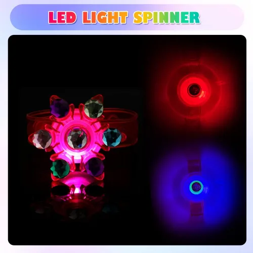 Miniatura 7 de Paquete de 32 pulseras Fidget Spinner con luz LED, que brillan en la oscuridad, recuerdos de fiesta para niños de 4 a 8 a 12 años, juguetes de caja