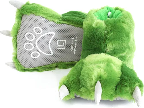 Millffy Divertidas pantuflas de oso con patas de dinosaurio para adultos, pantuflas de dinosaurio para niños pequeños y adultos