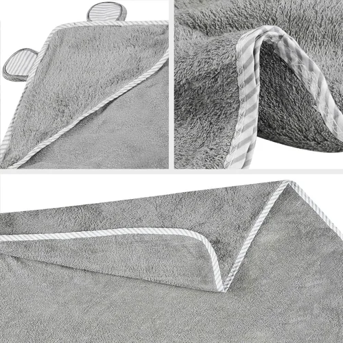 Miniatura 2 de San Francisco Baby Toallas para recién nacidos, toallas de baño con capucha para niños y niñas, toallas de baño para niños con capucha, color gris