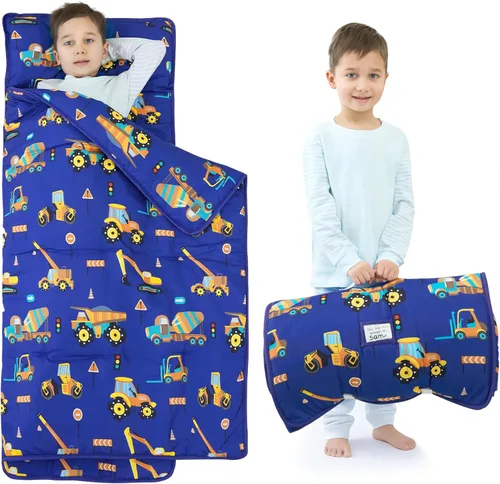 Miniatura 9 de UOMNY Tapete para siesta para niñas y niños pequeños con almohada extraíble y manta con diseño de mariposa, saco de dormir para preescolar