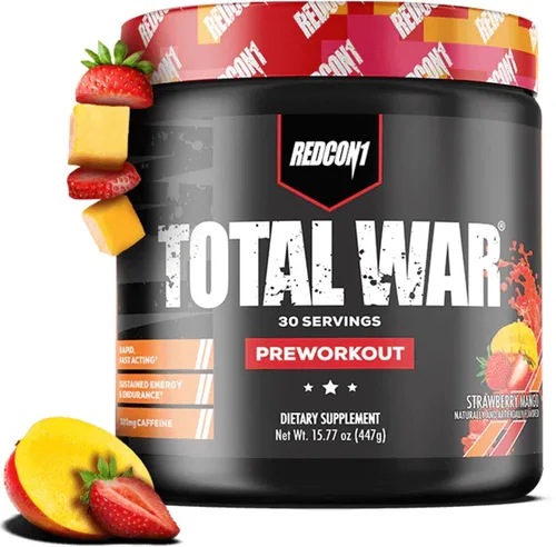 Miniatura 28 de REDCON1 Total War - Suplemento para antes del entrenamiento, Uva - Preentrenamiento con cafeína de acción rápida para hombres + mujeres con beta