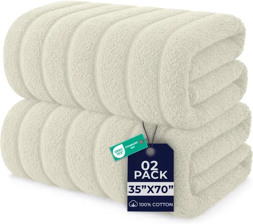 Miniatura 20 de DAN RIVER Paquete de 1 toalla de baño jumbo de 40 x 80 pulgadas, toallas de baño extragrandes de secado rápido para baño, toallas suaves y Verde