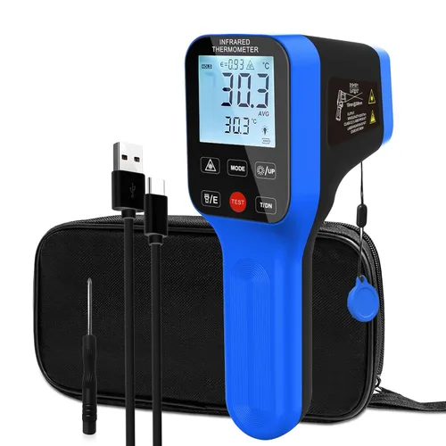 Miniatura 8 de Pirómetro AI-1600APP, -58℉~2912℉ Pistola de termómetro de alta temperatura D: S=30:1 pistola de termómetro IR industrial láser dual con botones