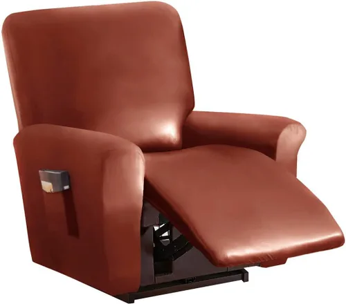 Miniatura 15 de Vctops - Funda elástica de 6 piezas para sofá biplaza reclinable, de cuero sintético impermeable, protector de muebles antideslizante con borde Negro