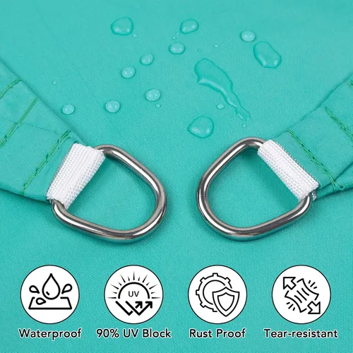Miniatura 2 de Artpuch Toldo impermeable, 08 x 10 pies, color turquesa, rectangular, resistente a los rayos UV, tela de sombra con bordes curvos para patio al aire