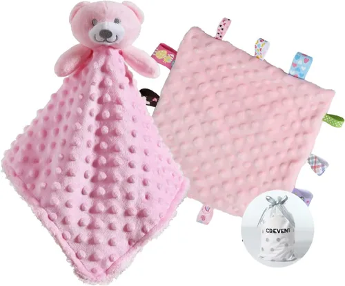 Miniatura 23 de CREVENT - Manta de felpa acogedora para bebé, mantita de seguridad con caras de animales para niños pequeños, regalo para bebés recién nacidos