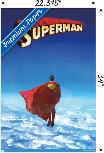 Miniatura 3 de DC Comics Superman - Póster de pared de Skyline Clouds, 34 pulgadas de largo x 22.4 pulgadas de ancho, paquete de póster y clip prémium Paquete