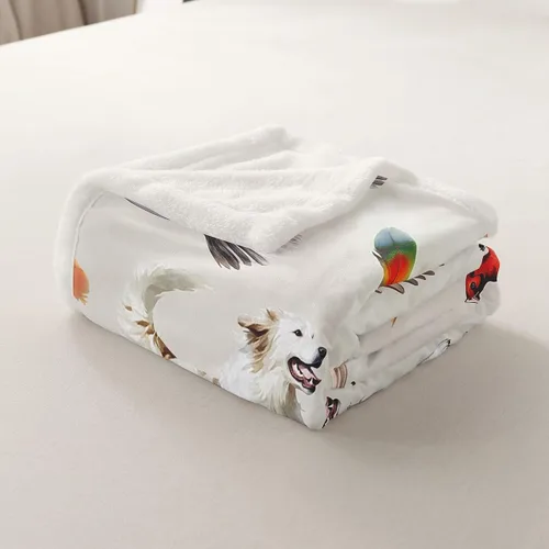 Miniatura 5 de Manta de cama Sherpa con diseño de perro de caza y aves silvestres, manta de franela de forro polar de 40 x 50 pulgadas para sofá, estilo granja