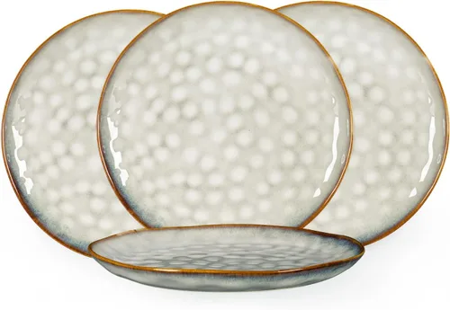 Miniatura 10 de Henten Home Platos de postre de cerámica, juego de 4 platos de ensalada de 8.5 pulgadas, platos de porcelana para servir bocadillos para pastel