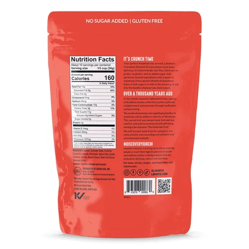 Miniatura 2 de Lakanto Berry Crunch Granola - Delicioso Snack, Cereal para Desayuno Rápido, Apto para Keto, Edulcorante de Fruta del Monje, Sin Azúcar Añadida