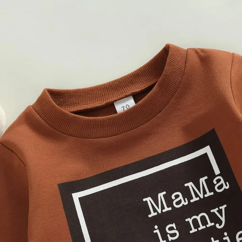 Miniatura 143 de Conjunto de 2 piezas de sudadera de manga larga con cuello redondo y pantalones casuales para bebés y niños pequeños