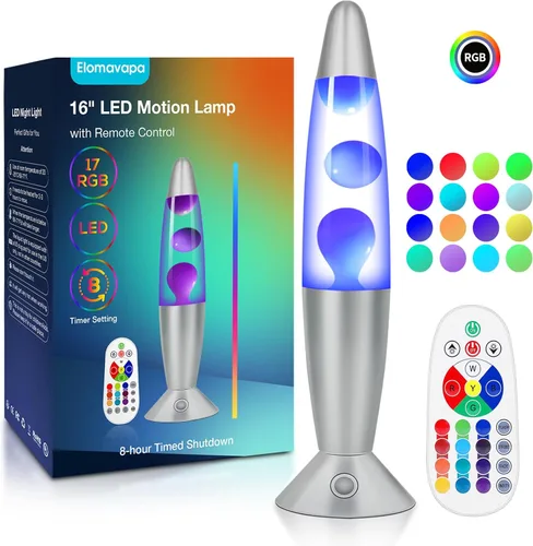 Miniatura 11 de Lámpara de Movimiento Líquida de 17 Colores con Control Remoto: Luz Nocturna LED de 34.3 cm para Niños y Adultos - Lámpara de Mesa Relajante
