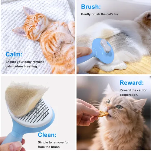 Miniatura 2 de Cepillo para gatos para desprendimiento, silicona autolimpiante para el cabello largo y corto Removing Loose Hair,Minimized Shedding,Cat