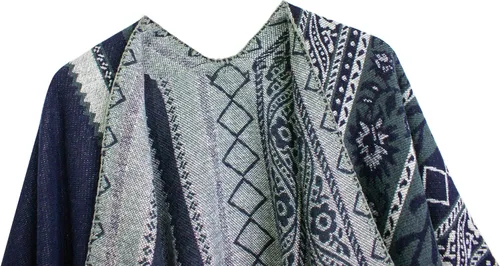 Miniatura 92 de Urban CoCo Poncho de colores para mujer, chal con frente abierto, color en bloques