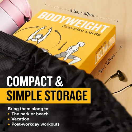Miniatura 5 de NewMe Fitness Tarjetas de entrenamiento de peso corporal, baraja de instrucciones de fitness para mujeres y hombres, guía de fitness