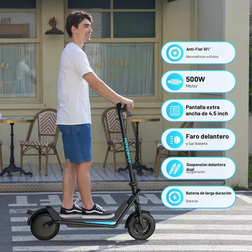 Miniatura 2 de HOVERFLY X1/X3/X5 Electric Scooter for Adults, Anti Flat 8.5"/10'' Solid Tire, Max 10/18/25 Miles Range and 15.5/20Mph Speed Power by 250W/500W Negro