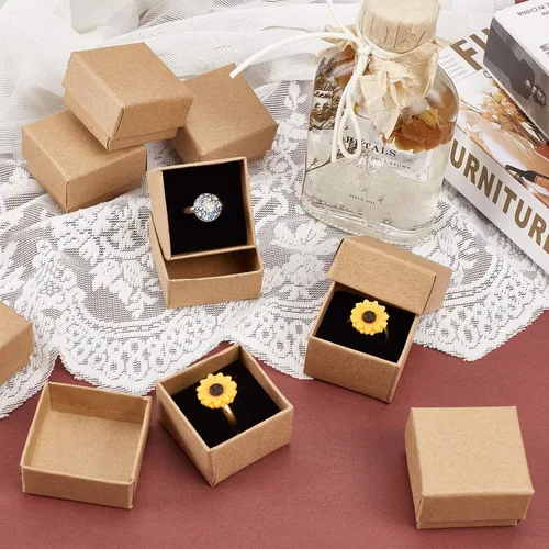 Miniatura 5 de PH PandaHall Paquete de 48 cajas de regalo para anillos, cajas de regalo de joyería de 1.5 x 1.5 x 1.1 pulgadas, caja de joyería cuadrada de cartón