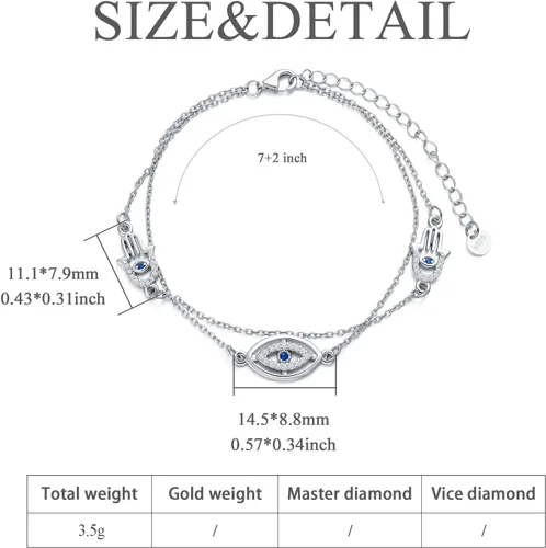 Miniatura 5 de Pulseras de plata de ley claddaghnudo celtacruzmal de ojomariposamariquitahuella de patacorazónflorestetoscopiocadena de eslabones con dije