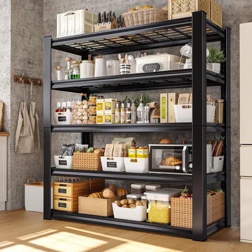 Miniatura 2 de REIBII 3010LBS Estantes de Almacenamiento 72" H Estantería de Garaje Estantes de Metal Resistente Estantes Metálicos Ajustables de 5 Niveles