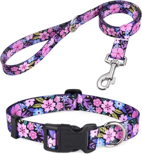 Miniatura 46 de Mihqy - Collar de perro, patrones geométricos florales, tribales, bohemios, collar de estilo étnico, suave y ajustable, para perros pequeños, Pink