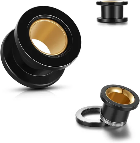 WBRWP 2 unidades de túneles de acero inoxidable de oro hueco con circonitas expansor de oreja dilatador de oreja Piercing corporal 0.28 oz-58