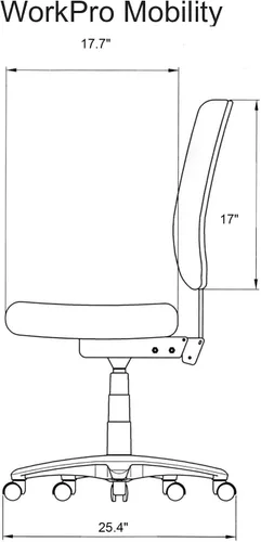 Miniatura 5 de Workpro™ - Silla - Silla de trabajo multifunción de tela de movilidad, negro/negro x 39 pulgadas de alto x 20 pulgadas de ancho - 39 pulgadas