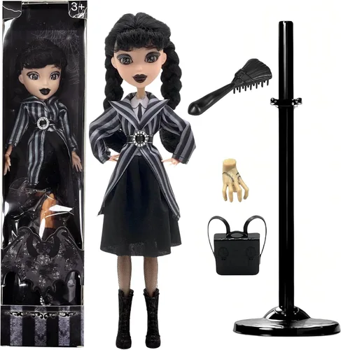 Miniatura 17 de Dumwick Muñeca Adams de 11.5" con Caja de Regalo, Tacones Altos, Vestido Negro y Cabello, Regalo de Juguetes Perfecto para Navidad y Cumpleaños