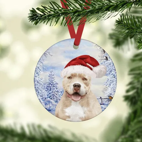Miniatura 2 de Adornos de Navidad de Papá Noel American Bully Dog Puppy Adornos de Navidad Bulldog Americano Árbol de Navidad Adornos Colgantes Decoraciones