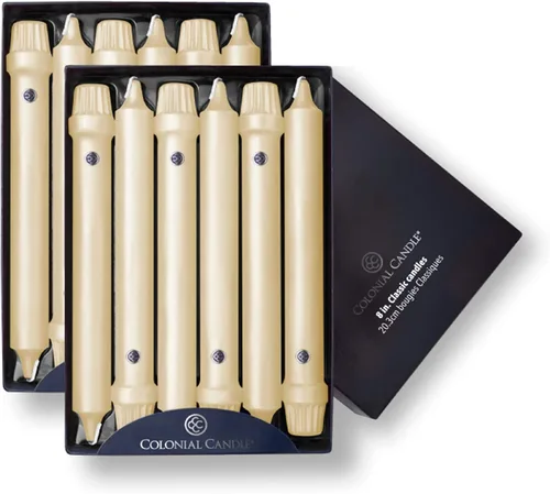 Miniatura 54 de Colonial Candle Vela cónica sin perfume, colección Handipt, ámbar, 12 pulgadas, paquete de 12, hasta 10 horas de combustión