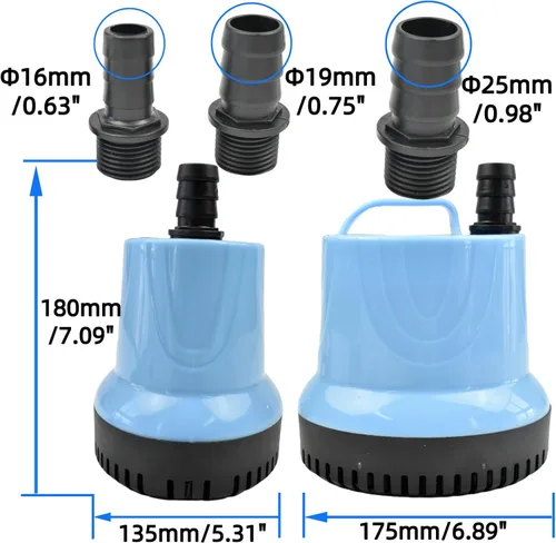 Miniatura 2 de CONQUERALL Bomba de succión inferior CHA-809 4500L/H 95W 110V AC Bomba de agua con 3 salidas para estanques de jardín, acuarios, cascadas, agua