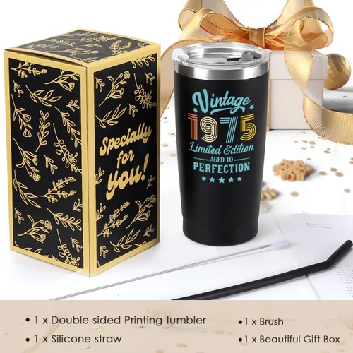 Miniatura 5 de Regalos de 50 cumpleaños para hombres y mujeres, idea de regalo de 50 años para él y ella, vaso de feliz cumpleaños 50 para mayores de 50 años