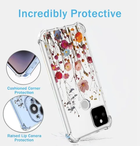 Miniatura 4 de Funda para Google Pixel 5A con patrón floral transparente, funda suave a prueba de golpes para Google 5A, bonita flor Pretty Flower