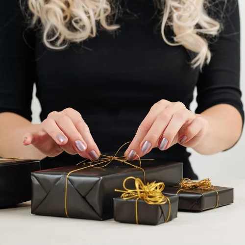 Miniatura 5 de Viadom Papel de regalo negro mate, papel de brillo perlado de color sólido, papel de regalo perfecto para bodas, día de San Valentín, cumpleaños