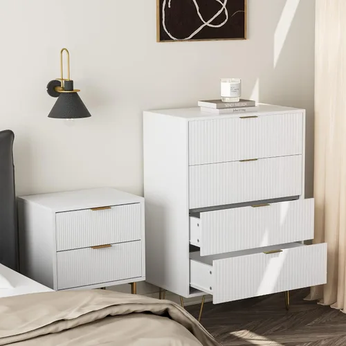 Miniatura 7 de Masupu Cómoda de 4 cajones, cajón, armario de almacenamiento alto con patas de metal, cómoda pequeña para dormitorio, sala de estar, armario